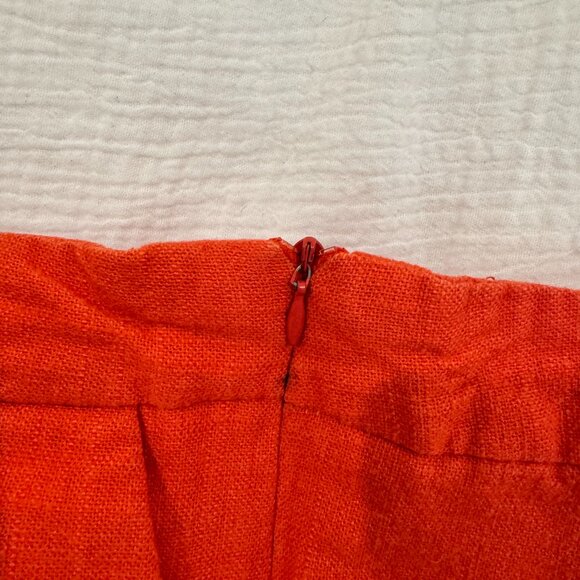 Cynthia Rowley Red Linen Blend Scalloped Hem Shorts Women’s Size 10 Lined, Side - Picture 9 of 15